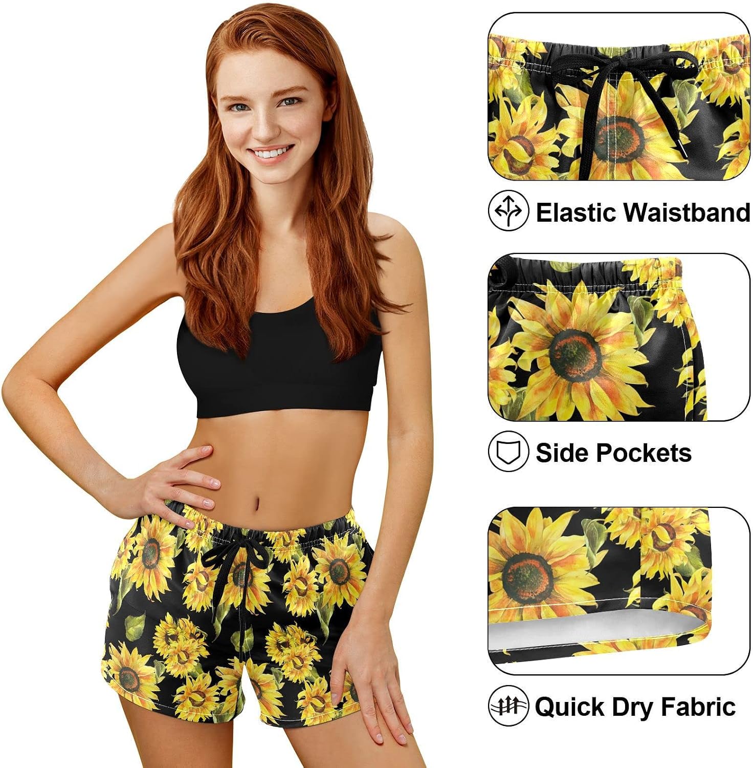 Women's Swim Board Shorts Parrot Tropical Leaves Beach Shorts Swimwear Bottoms Trunks Quick Dry
