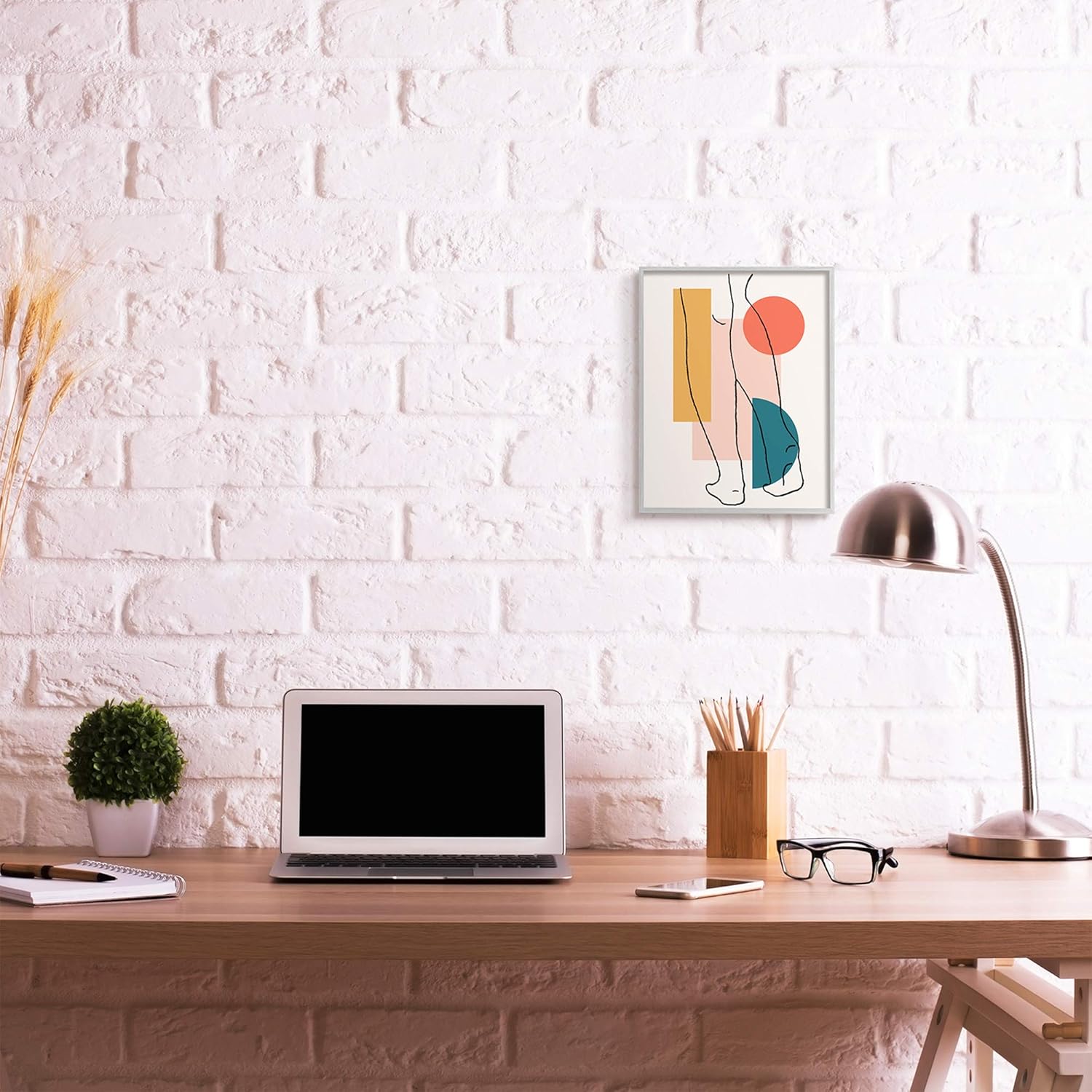 Stupell Industries Figure Line Drawing Bold Geometric Pop Shapes