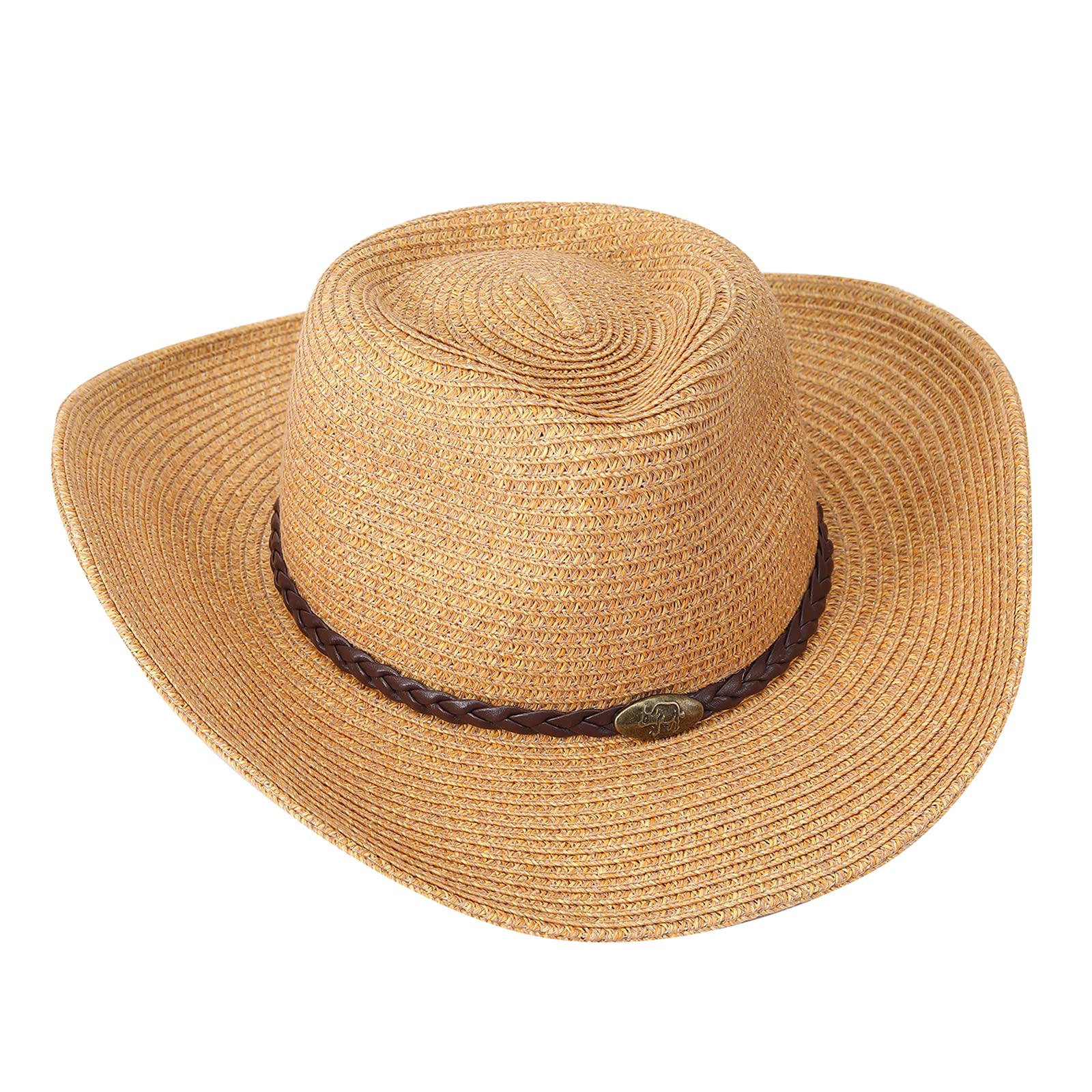 Willheoy Chapeau Cowboy Western Femme Chapeau de Paille Adulte Unisexe Chapeau de Soleil Homme Pliable Anti-UV Large Bord