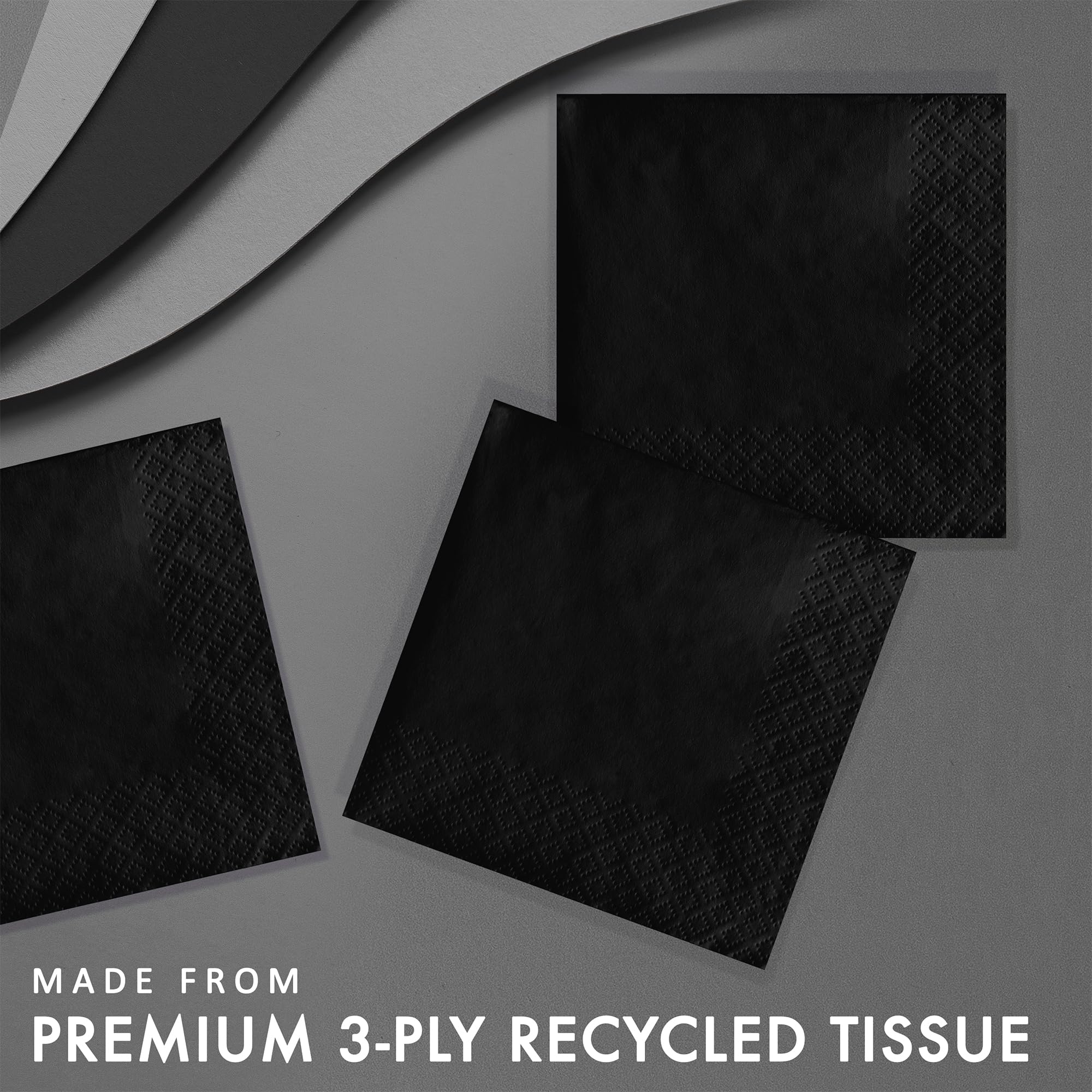 Creative Converting 3-Ply Paper Beverage Napkins, Black Velvet Color, 50 Count