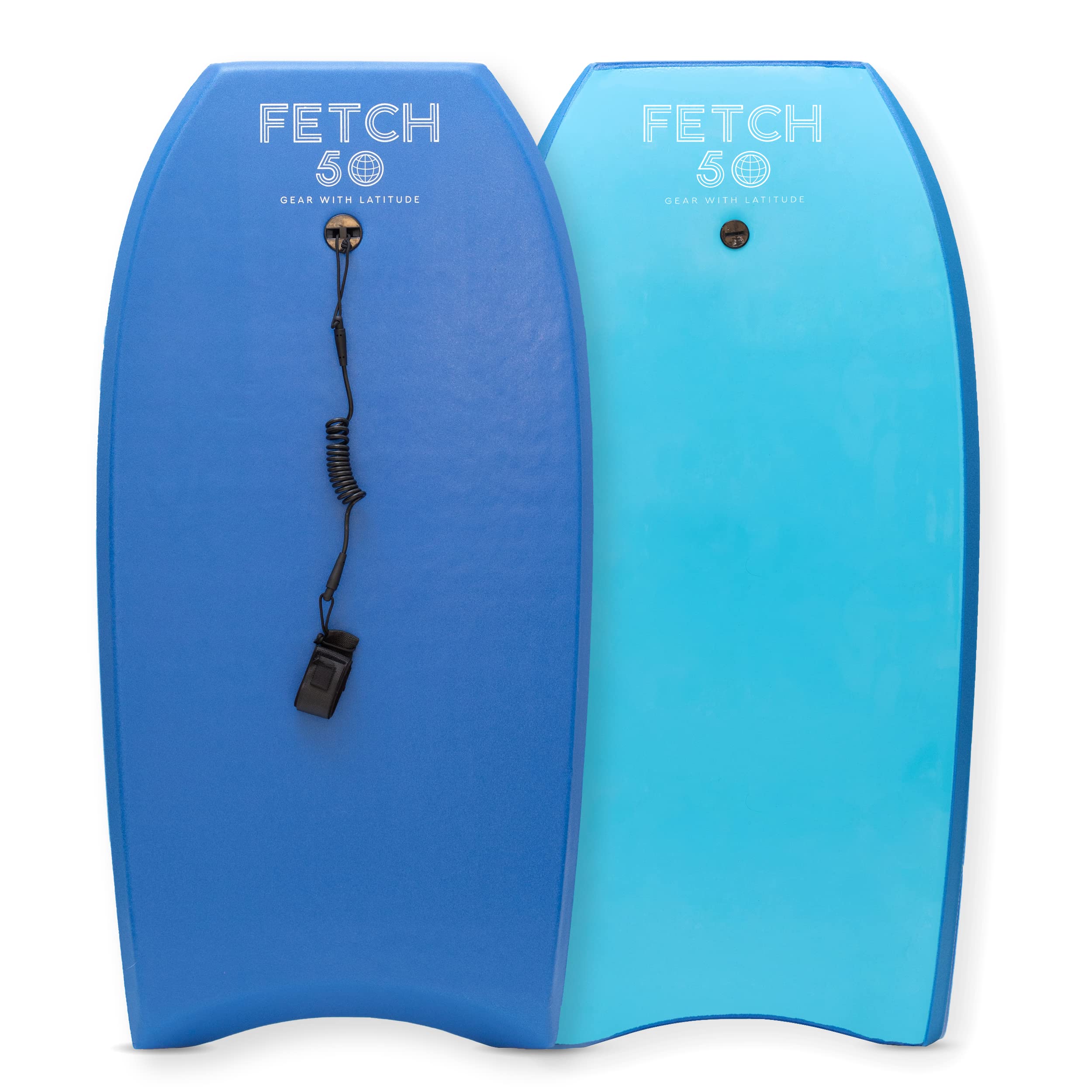 Fetch 50 Bodyboard for Adults and Teens, Performance Surfing Body Board with Stringer and Coiled Leash, 3 Sizes - 40, 42 & 44 inch