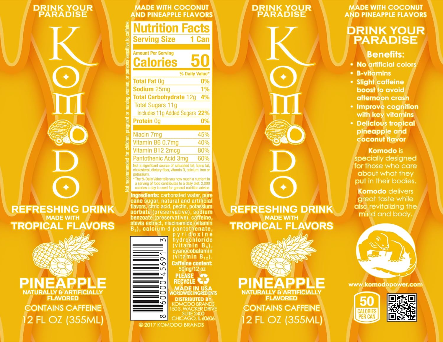 Komodo Coconut Sparkling Drink 12 Pack (Pineapple)