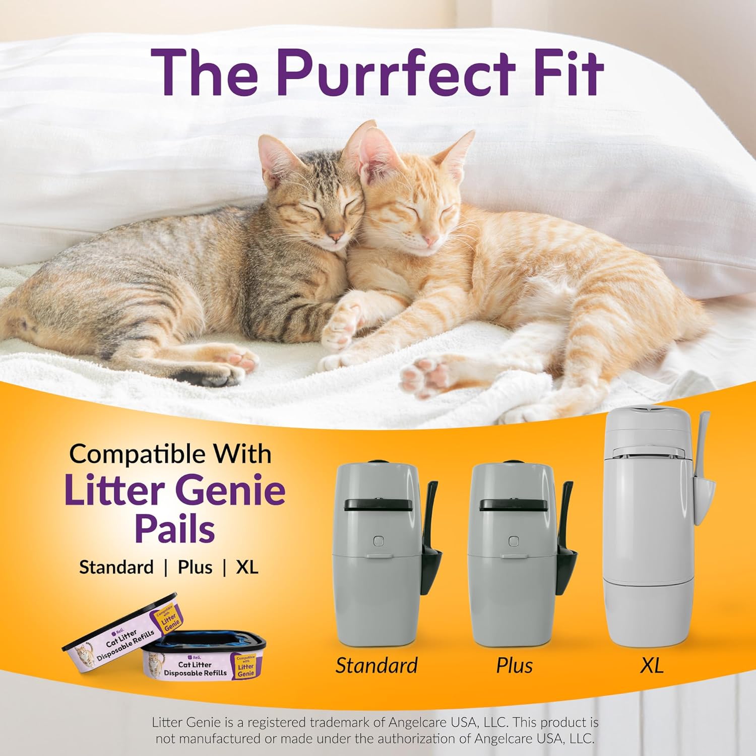 Reli. Cat Litter Refill Bags (6 Pack) | Compatible with Litter Genie Refill Bags Standard, Plus, and XL Pails | Up to 13.5 Months Supply | 7-Layer Odor Blocking, Tear-Resistant | 96 Feet Total