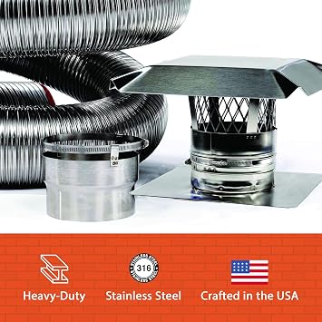 Fireside Chimney Supply Basic FireSafe Flexible Chimney Liner Insert Kit | Fireplace Insert | Stainless Steel Chimney Liner Kit | Made in the USA | Heavy-Duty 3 Inch x 25 Feet