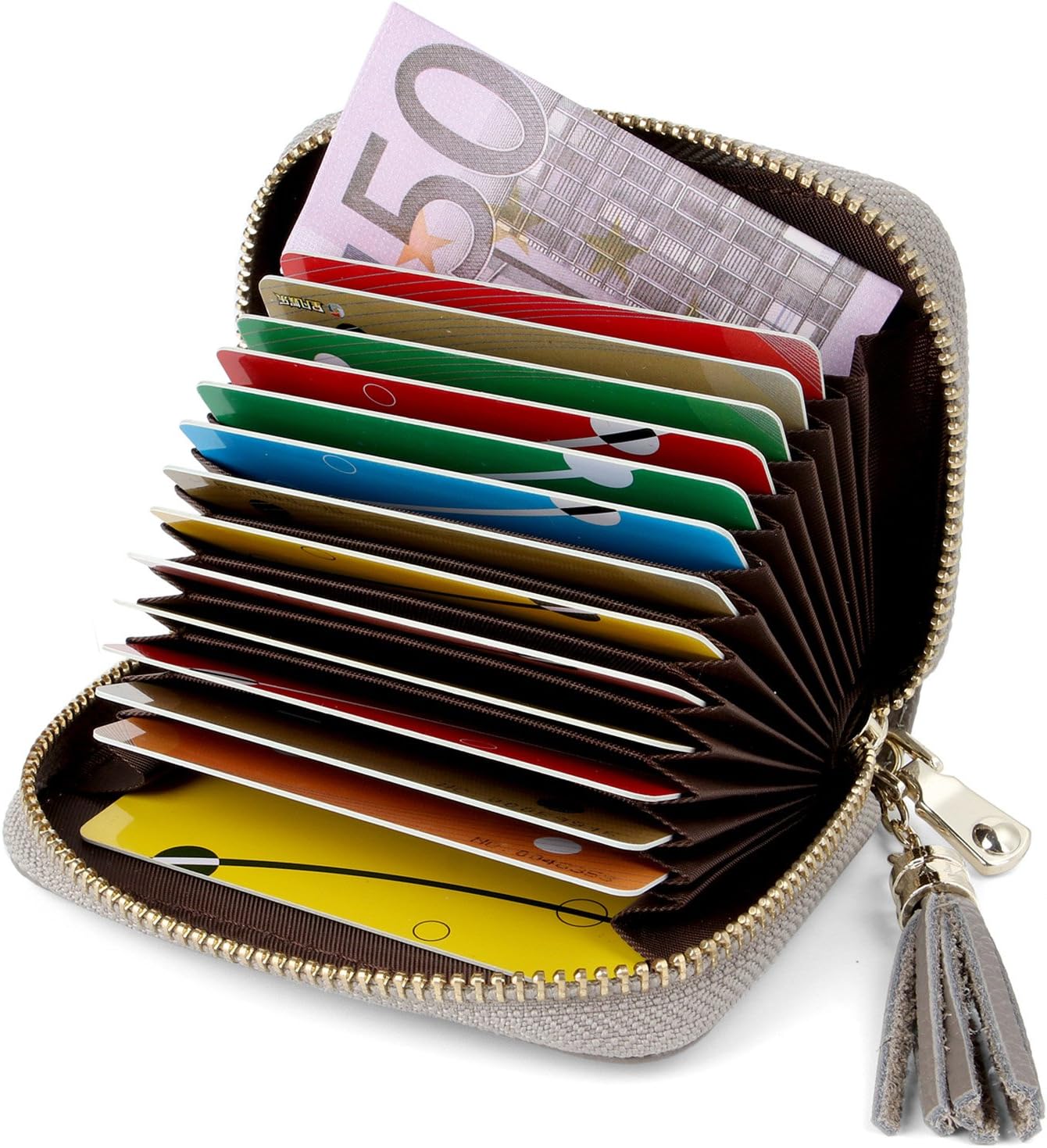 Credit Card Holders Women Ladies Leather Credit Card Wallets for Women Credit Card Holder Women RFID Protector (Silver Grey)