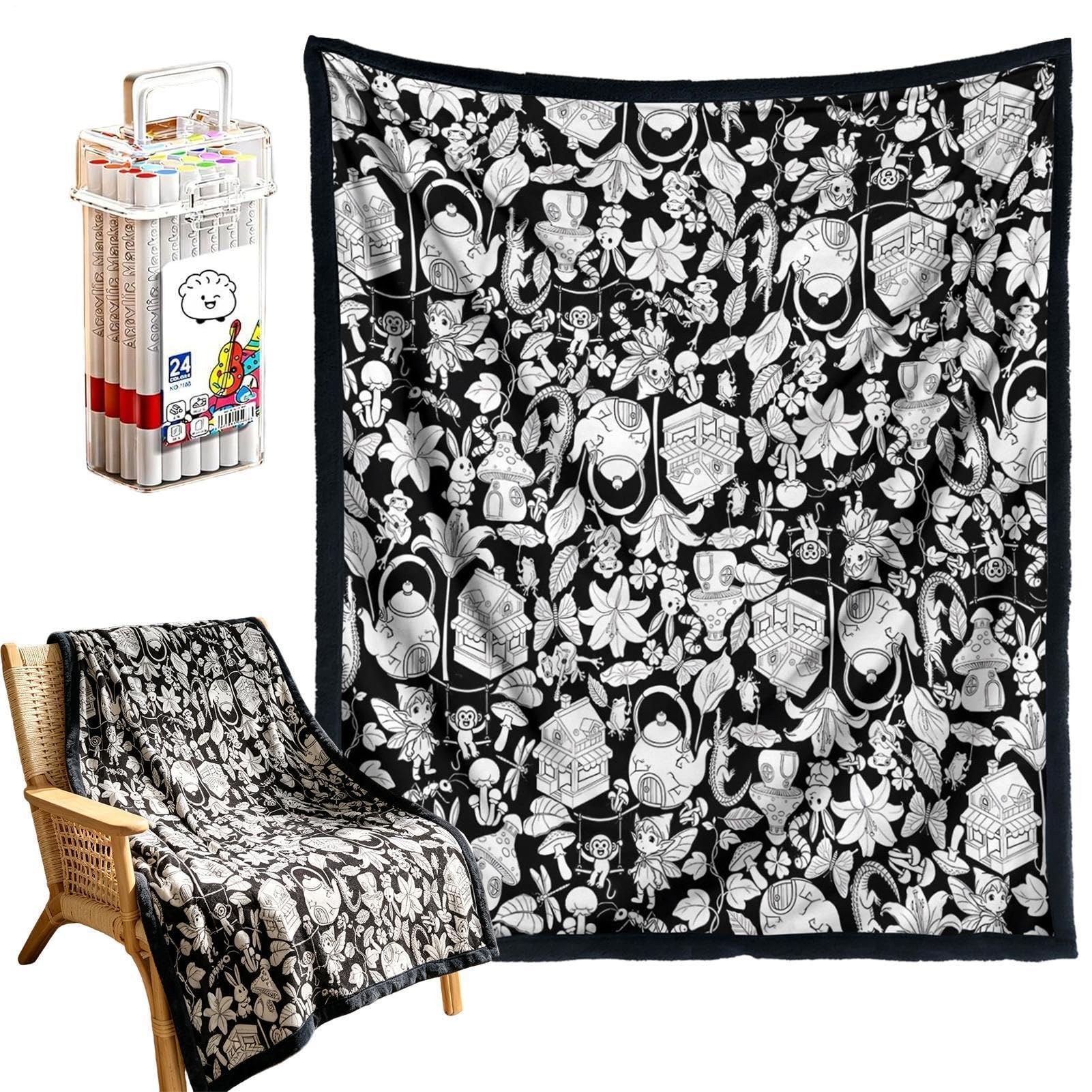 Couverture à colorier DIY réutilisable plaid loisirs créatifs adulte