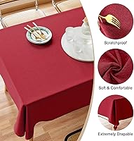 Vista 13 de AUSSPVOCT 2 manteles de lino texturizado para mesa rectangular, 52 x 70 pulgadas, mantel rectangular impermeable, lavable, tela para mesa