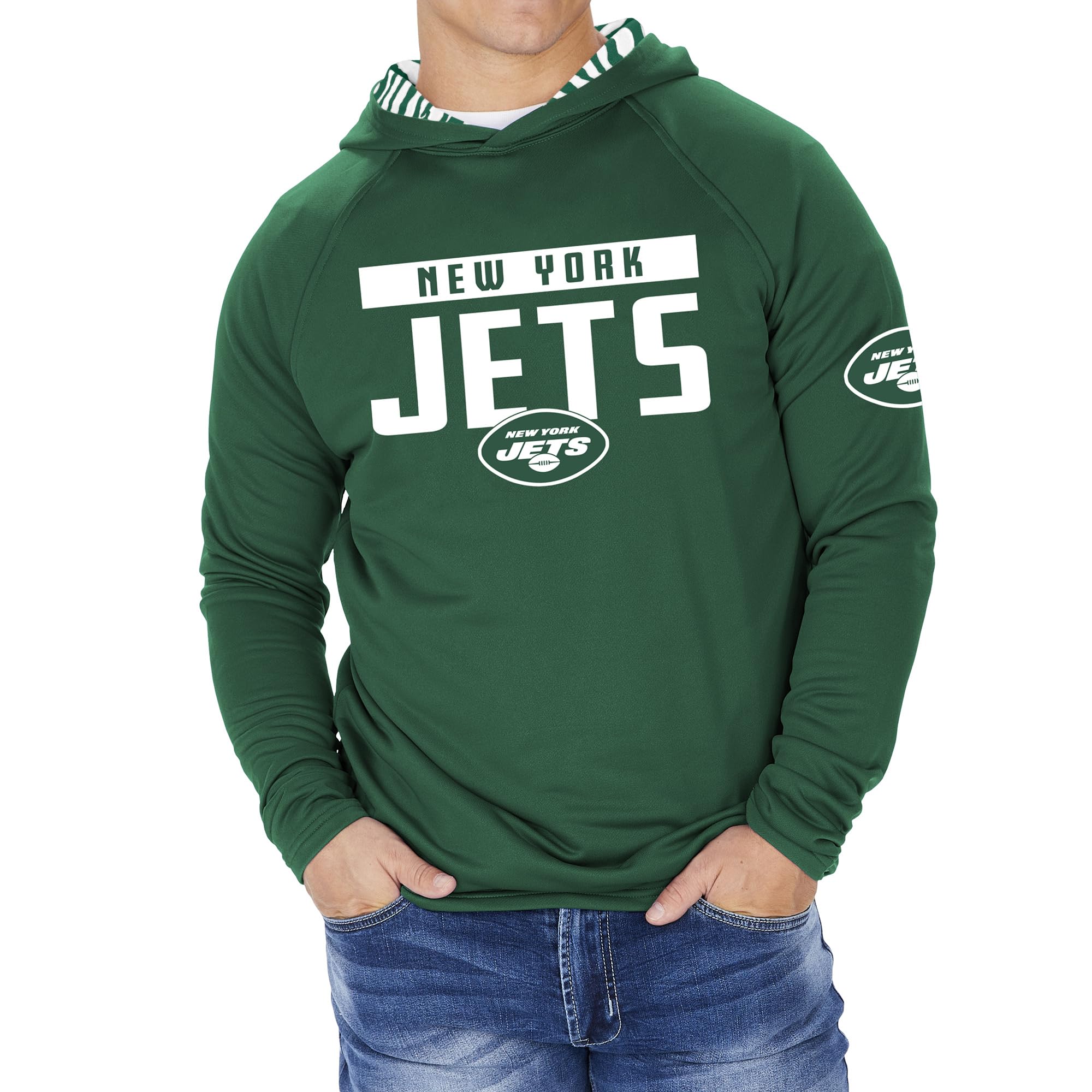 Zubaz NFL Football Men's Solid Team Hoodie with Camo Lined Hood and Sleeve Graphic — view 27
