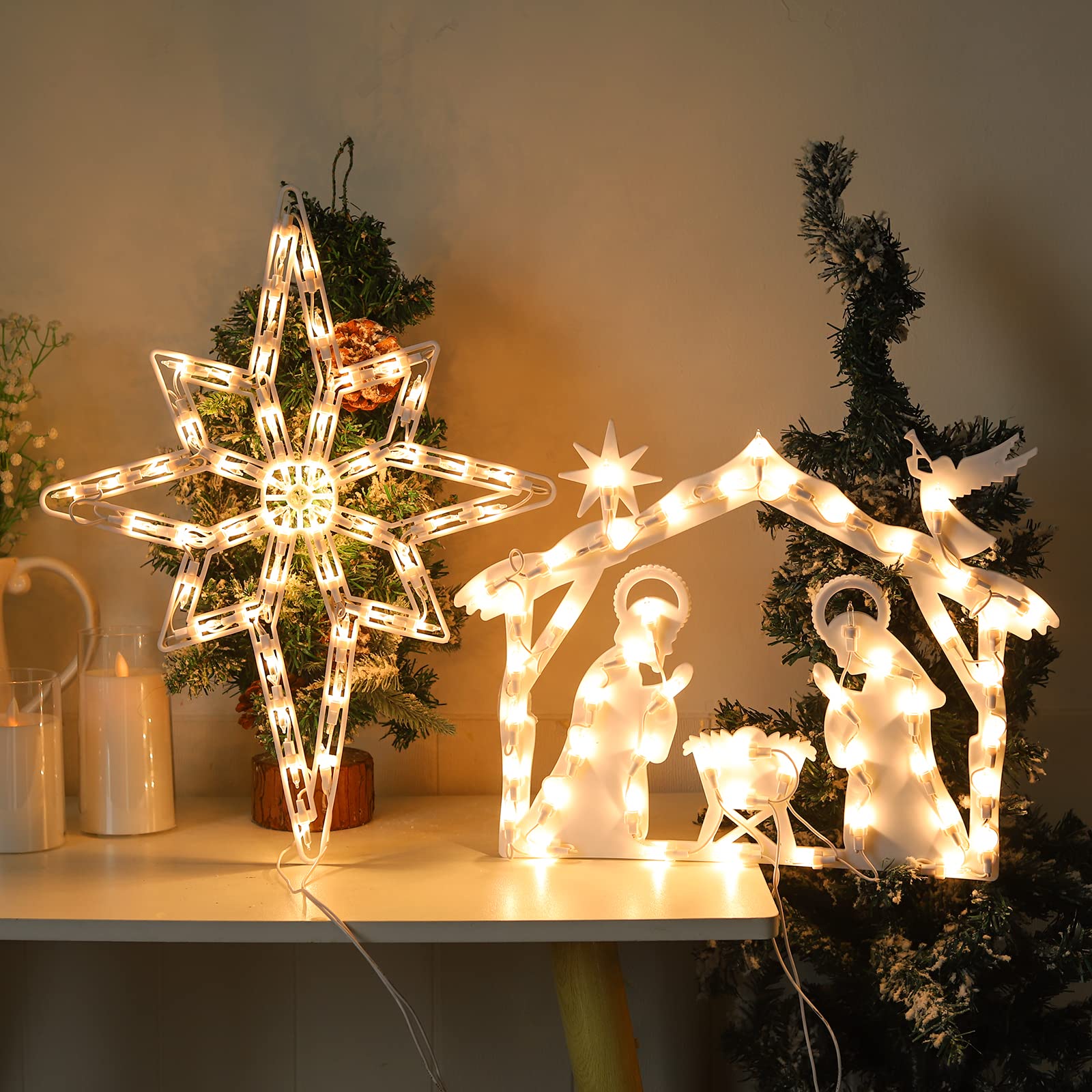 Weihnachts-Fenster-Silhouette-Lichter