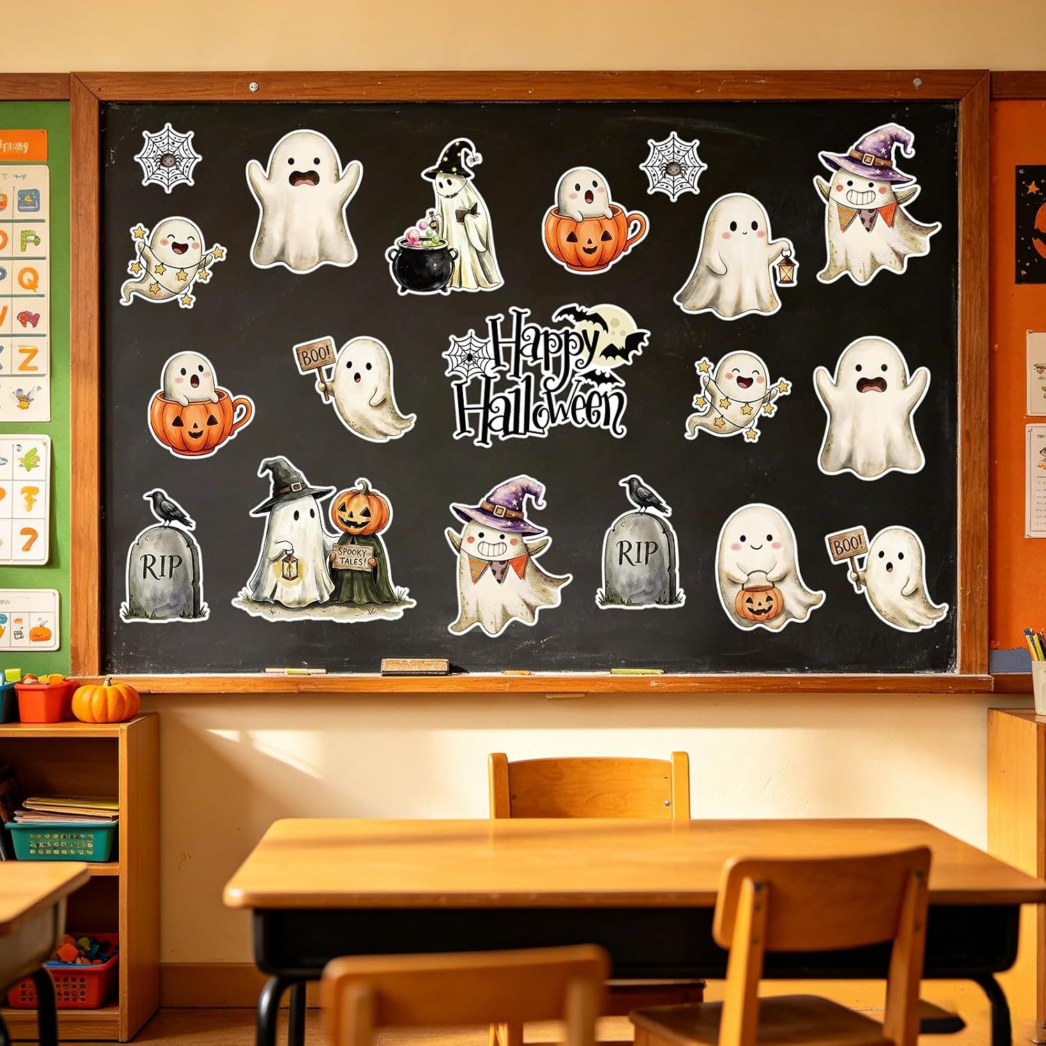 36Pcs Halloween Ghost Cardboard Cutouts for Party Home Office Classroom