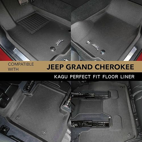 Miniatura 2 de 3D MAXpider Tapete Kagu de ajuste personalizado (negro) compatible con Jeep Grand Cherokee L 2022-2023, juego completo