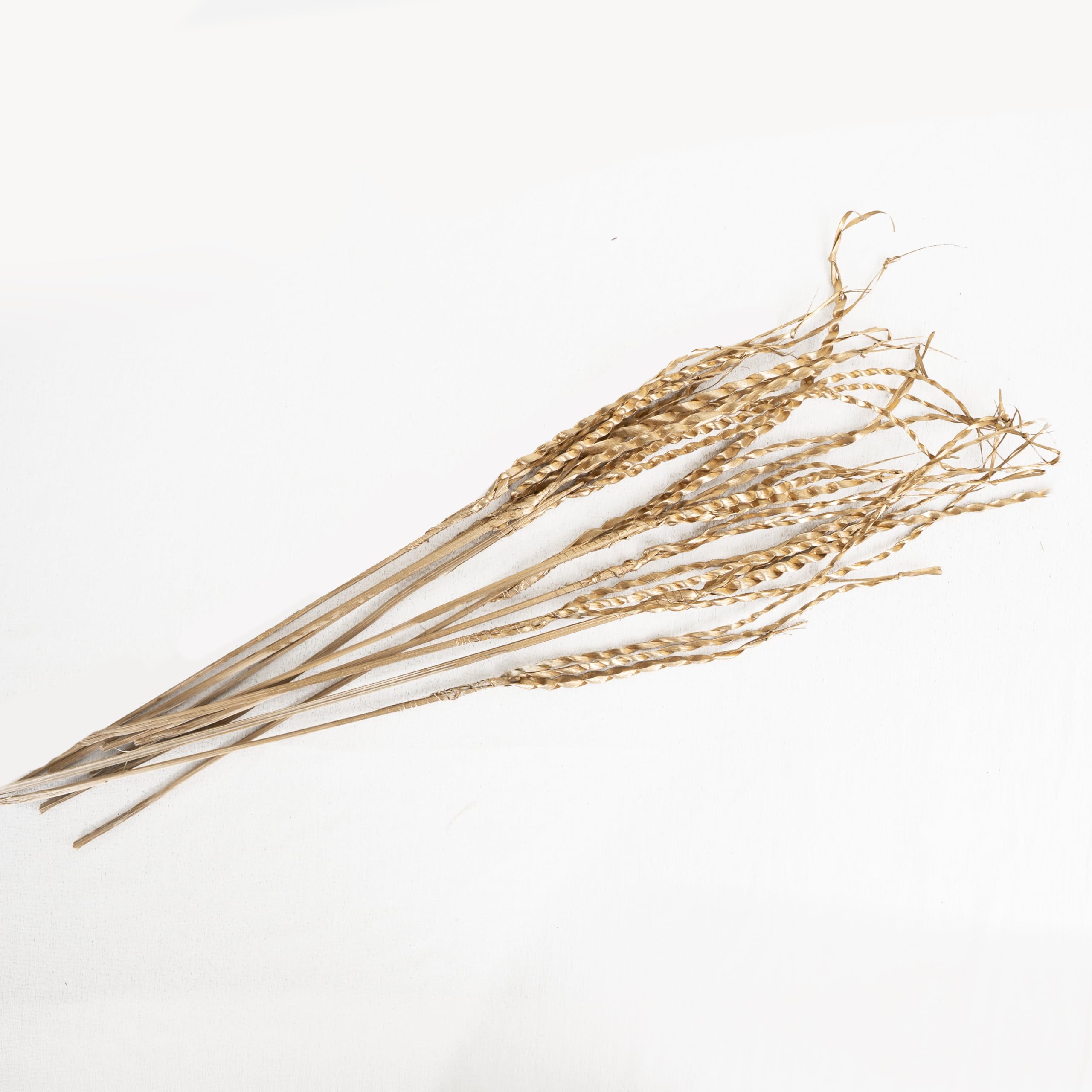 Golden Palm Chain Sticks - Handcrafted Wooden Shola Flowers, Dried Stem Artificial Flower Arrangement, Home Decor, Table Top Decor, Natural Decor(Pack of 20, Golden Palm Chain)