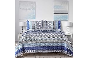 WONGS BEDDING Graceful Blue Bohemian Quilt Set Full Size