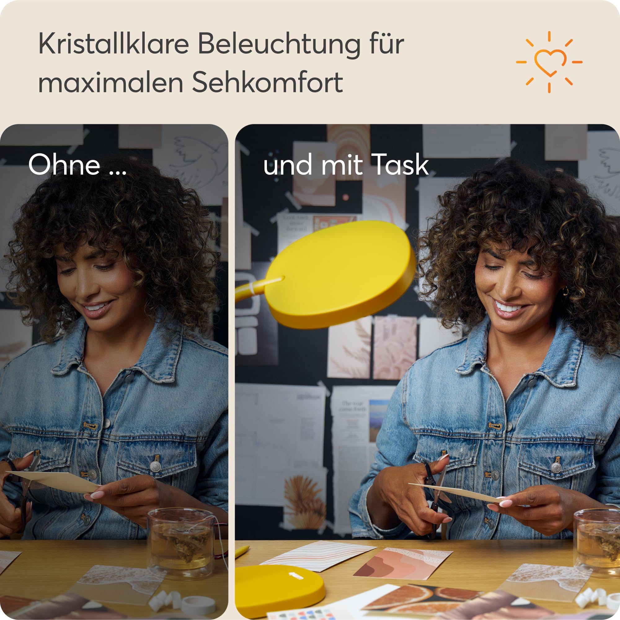 Lumie Task | Hoch verstellbare, helle LED-Lichttherapie-Schreibtischlampe gegen den Winterblues, kristallklare Beleuchtung, maximaler Sehkomfort, verbesserte Stimmung und Energie | Goldgelb