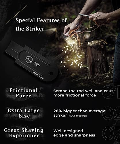 Miniatura 5 de Hexa Fire Starter - Varilla hexagonal de ferro con 6 superficies anchas de impacto, acero de fuego de 1/2 pulgada de grosor, más de 20,000 golpes,