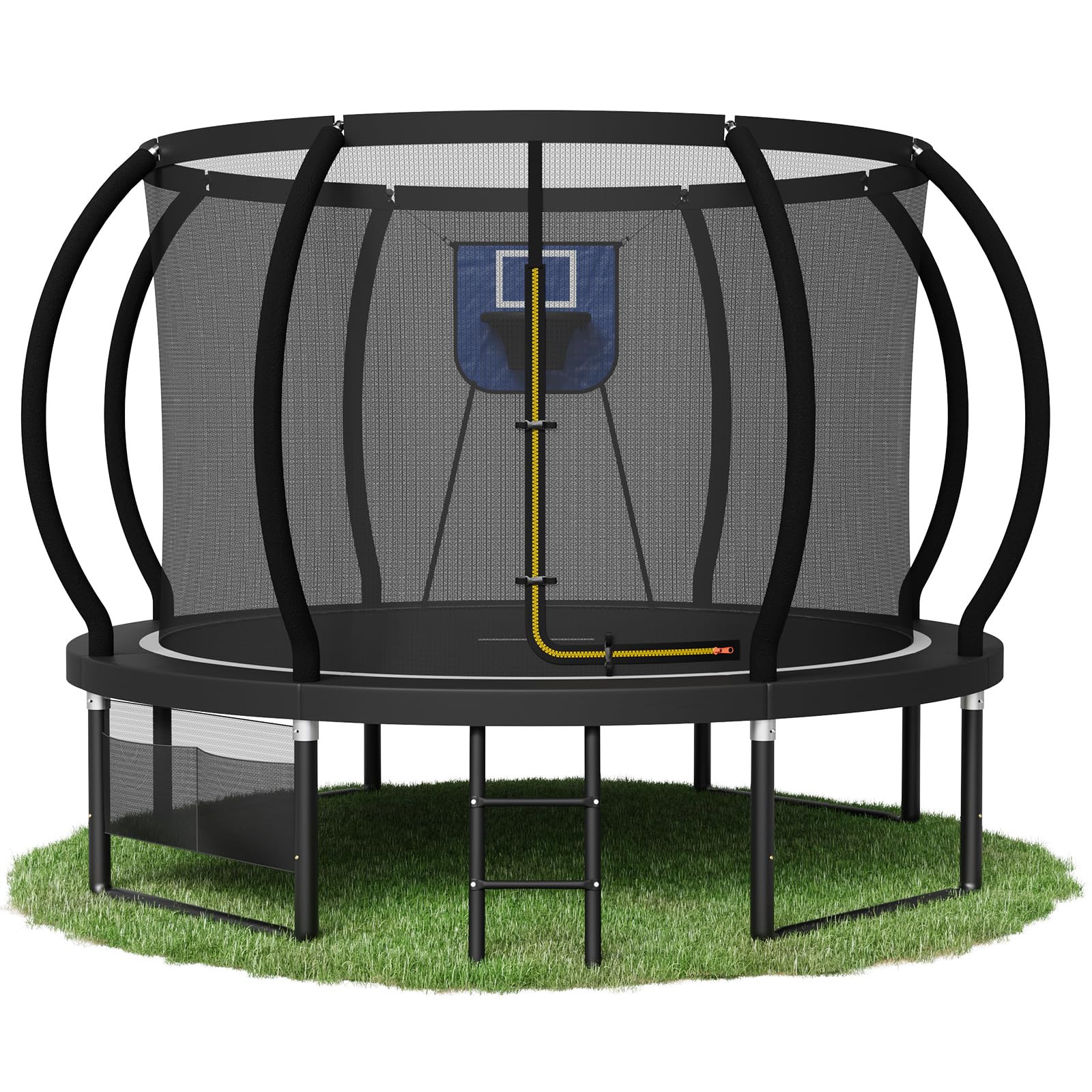 Devoko Outdoor Trampolin mit Basketballkorb & Sicherheitsnetz - 150 kg Maximalgewicht - Ø 228/305/366/427 cm - Robuster Garten-Trampolinspaß für Kinder und Erwachsene