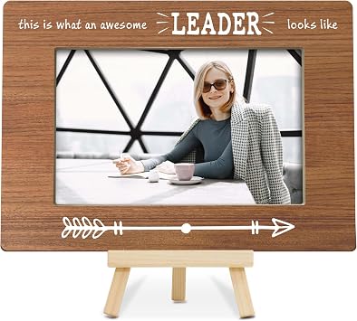 Bosss Day Gifts for Boss, Boss Lady, Leadership Picture Frame, Thank You Gifts for Leader, 4x6 Leader Appreciation Photo Frame, Wood Decor for Desk Display-H02