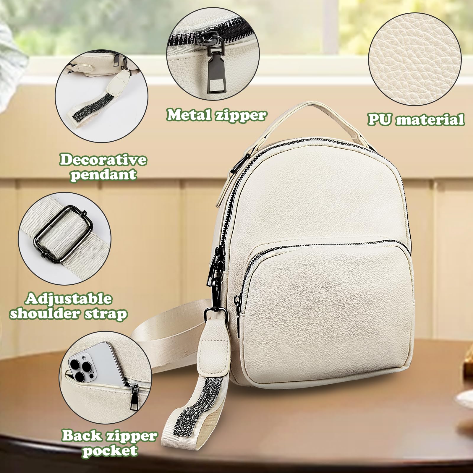 Petit sac à dos pour femme en cuir synthétique - Petit sac à dos pour femmes et filles - Petit sac à dos élégant pour le shopping, les voyages, la randonnée