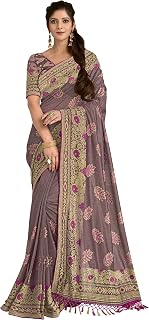 Women's Lycra Brasso Saree With Blouse Piece