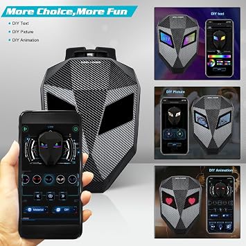 Crelander LED Knight Backpack, 18 inch App Control Expandable Hard Shell Motorcycle Helmet Backpack with DIY Programmable Full Color Screen Waterproof Large Capacity DIY Pixel Art Animation for Riding