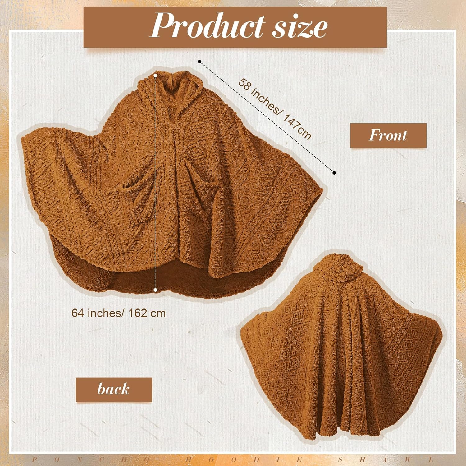 2 Pcs Wearable Blanket Sherpa Fleece Shawl for Women Cozy Gifts for Mom Winter Warm Poncho Adults TV Throw Hooded - Image 2