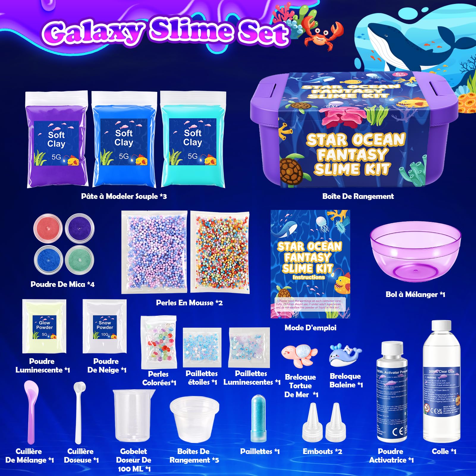 iKidiki Slime Enfant, Jouet Fille 6 7 8 9 10 11 12 Ans Galaxy Slimes Cadeau Fille 6 7 8 9 10 11 12 Ans Slime Fluffy Jouet Garcon 6-12 Ans Slimes Kit Activite Manuelle Filles 6-12 Ans