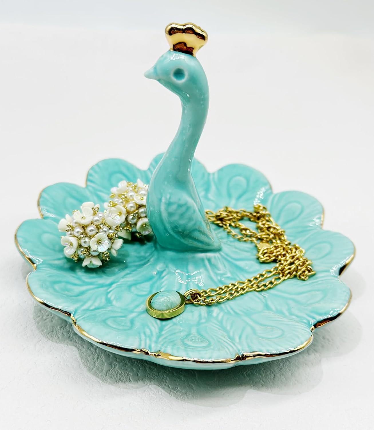 Peacock Hand Ring Holder for Jewelry Unicorn Jewelry Organizer Ceramic image 3