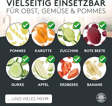 Edelfeld Wellenschneider für Pommes Obst & Gemüse - Spülmaschinengeeignetes Wellenmesser - Riffelmesser für Erwachsene & Kinder - Solides Wellenschnittmesser aus Edelstahl - Für BLW