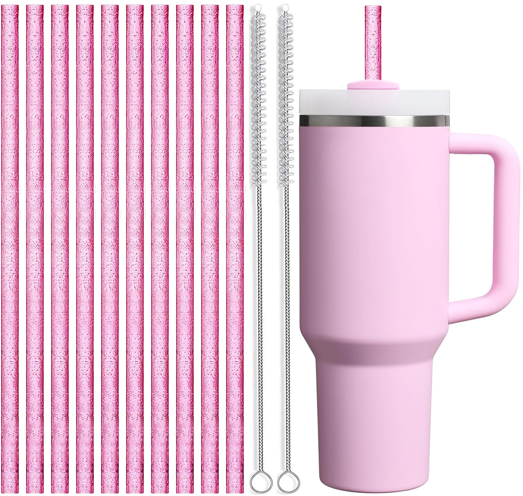Amazon.com: ALINK Reusable Pink Glitter Straws for Stanley 40 oz 30 oz  Tumbler, 12 in Long Hard Plastic Tumbler Straws for Stanley Cup, Owala,  Half Gallon Jug, Pack of 10 with 2