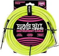 Ernie Ball Cabo de instrumento, ângulo reto de 0,63 cm, amarelo neon, 3 m (P06080)