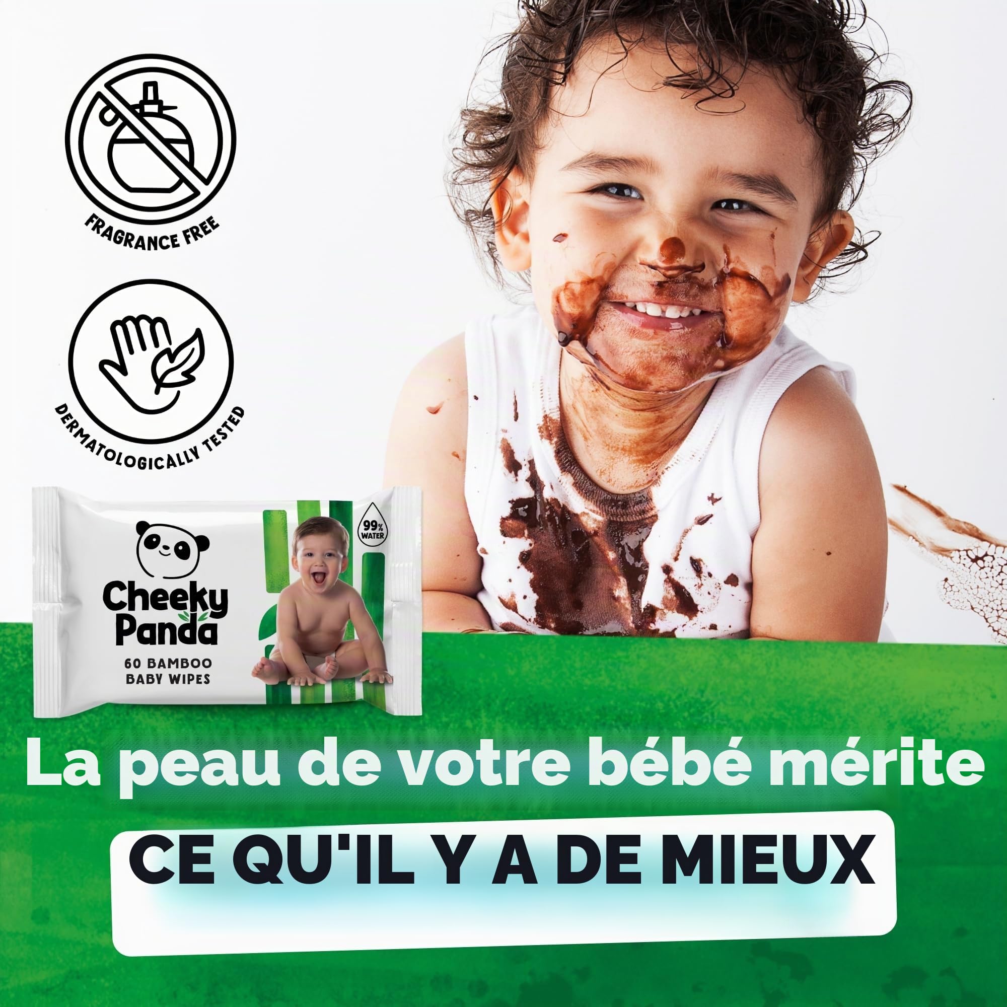 The Cheeky Panda Lot Lingettes Bébé – 720 Lingettes (60 Lingettes x 12 Paquet) | 99% d'eau pure | Sans Parfum