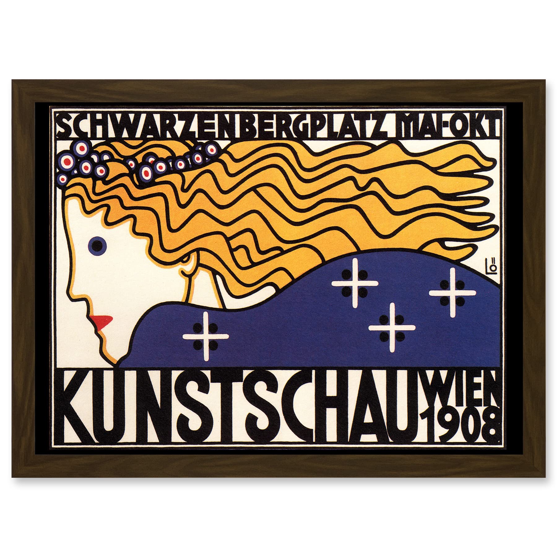 Kunstschau Wien 1908 Vintage Advert Poster - Cultural Exhibition Vienna Austria - Framed Wall Art Print A4