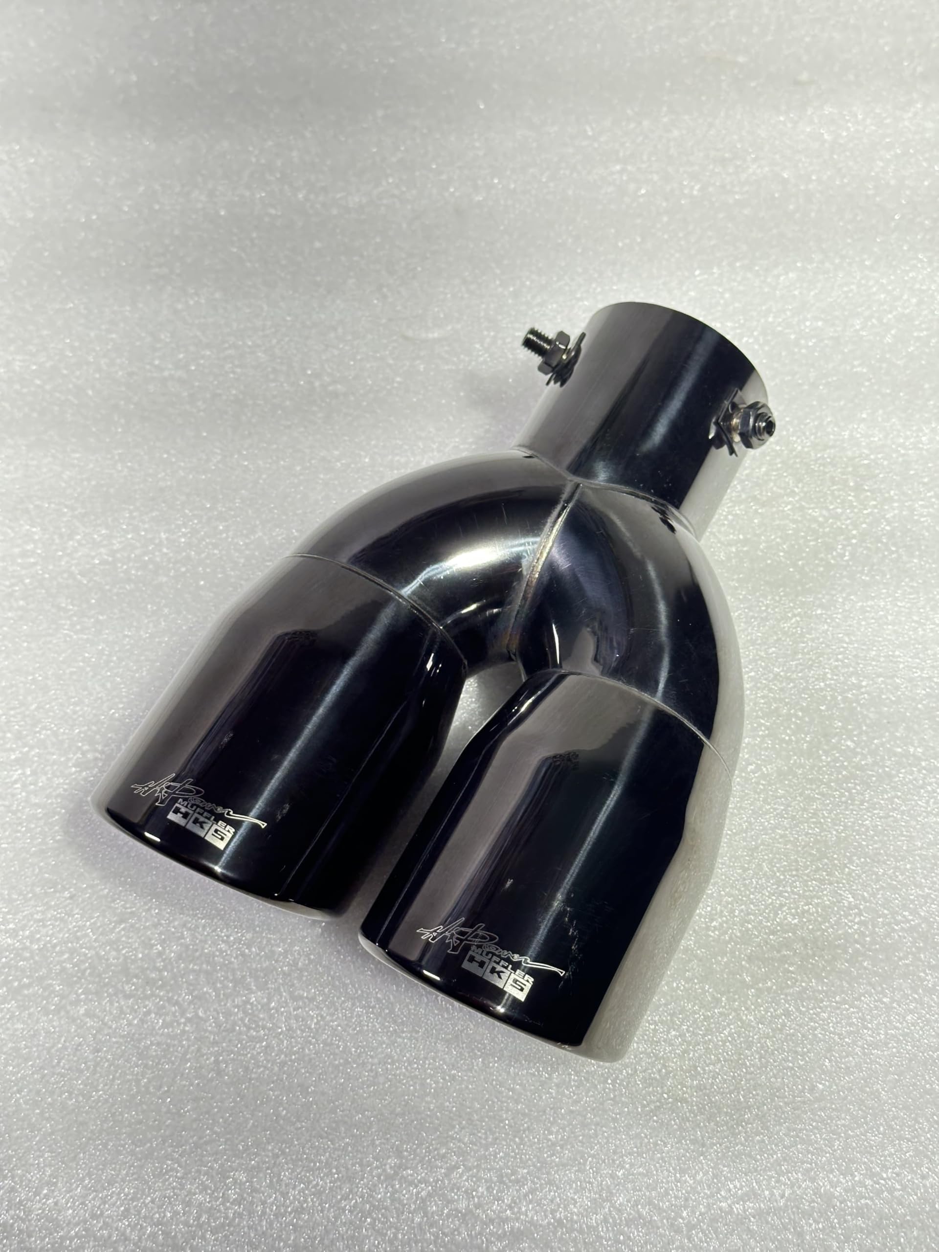 Dual Round Exhaust Tip, Black Chrome Finish, Stainless Steel, Clamp on Installation-image-2