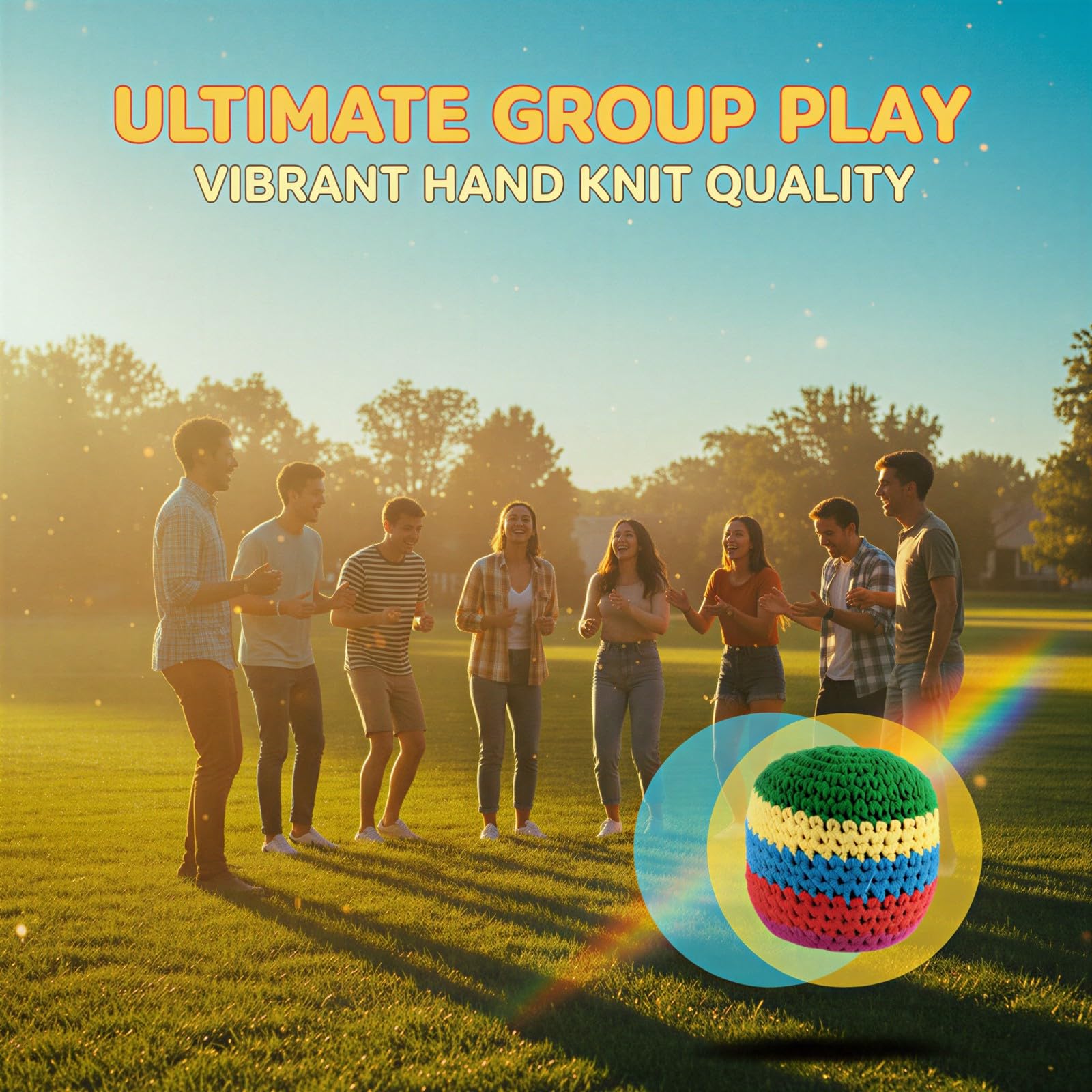 12 Stück Footbags-Set, handgehäkelte Footbags mit Regenbogenstreifen, weiche Häkel-Footbags, gewebte Jonglierbälle für Outdoor-Training, Fitnessübungen und Freizeitspiele im Freien