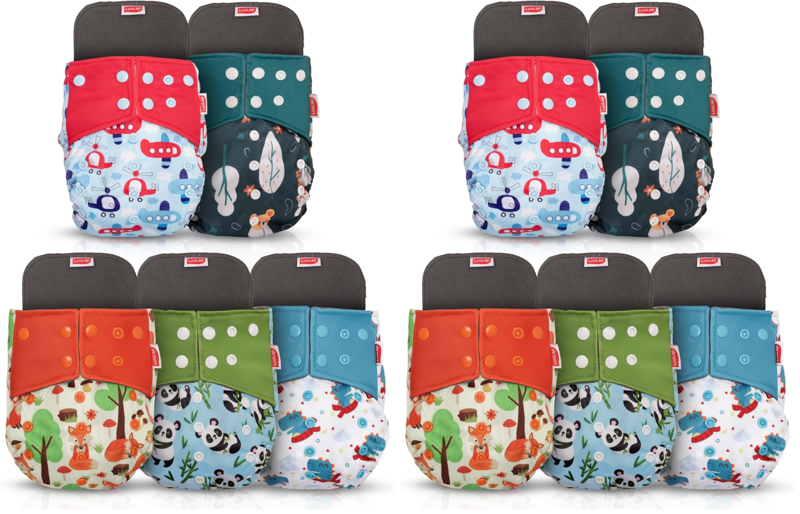 LuvLap Reusable Baby Cloth Diapers Combo Pack of 10 (5 Shell + 5 Pads) Double Leak Guard, High Absorption, Stain-Proof Comfort & Protection, 3m+, Rash Free, Adjustable Waist & Height with Snap Buttons-image-37