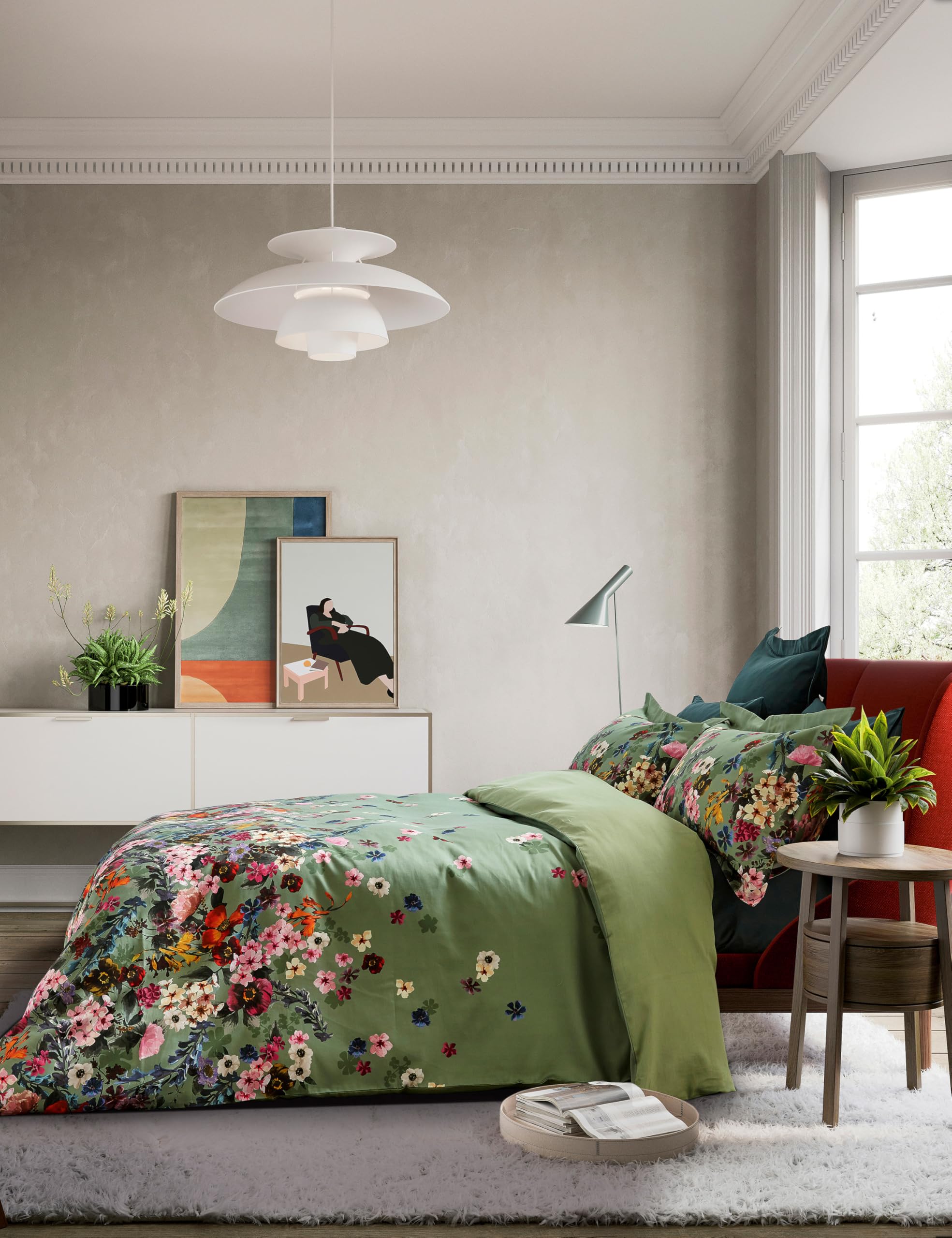 Ted Baker Unisex Green 'Antiquity Border' Duvet Cover Set In Double