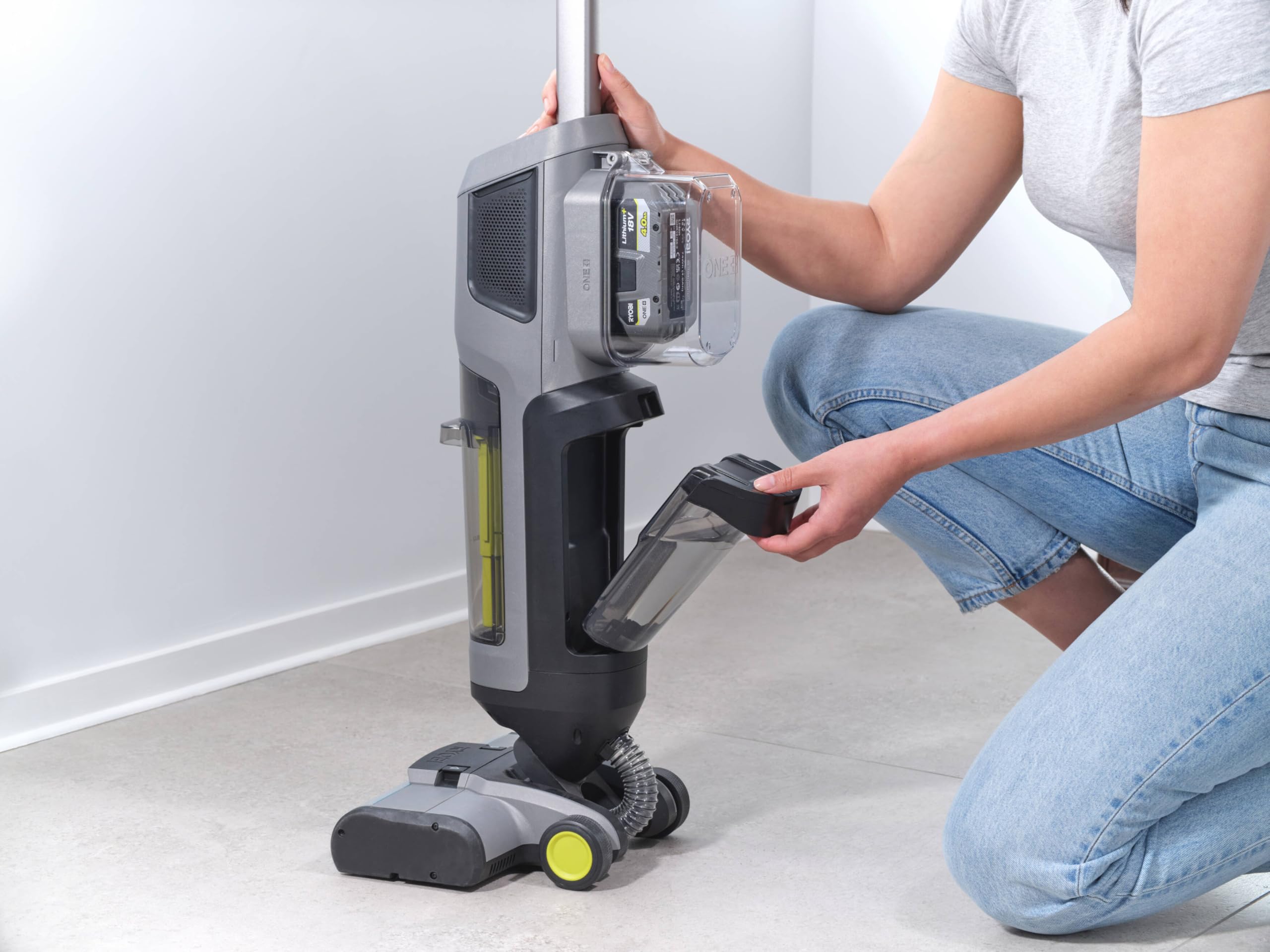 RYOBI 18 V ONE+ Brushless Multiflächenreiniger RHFC18BL-0 5133006325, 3-in-1 Staubsaugen, Wischen & Trocknen, ohne Akku und Ladegerät, Anthrazit
