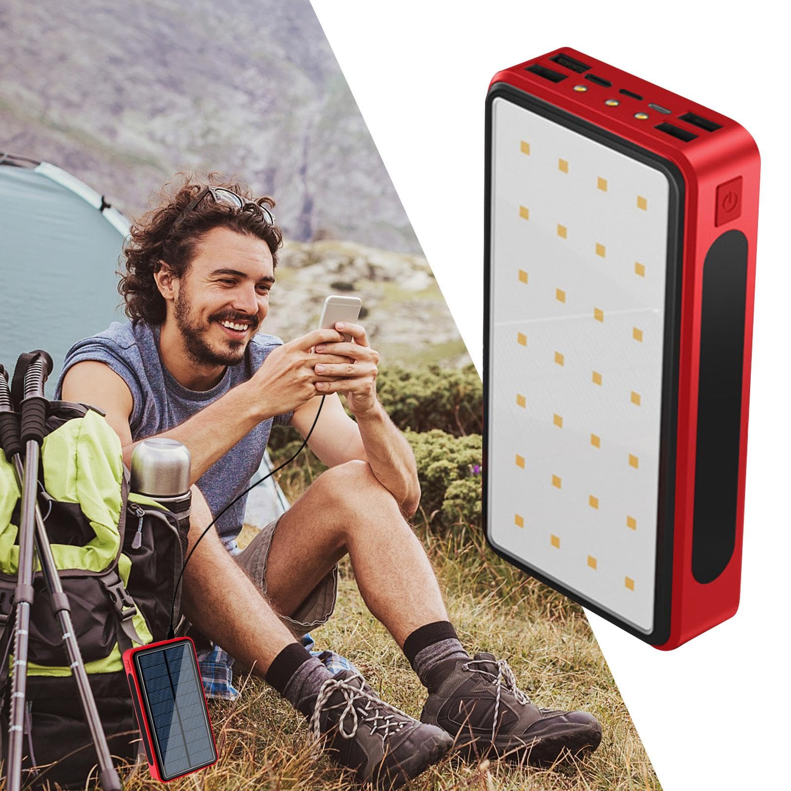Caricatore Solare Power Bank Impermeabile 20000mAh Supporta 4 Dispositivi | Caricatore Solare Portatile Power Bank Per Campeggio, Viaggi, Pendolarismo, Picnic, Escursioni, Uomo, Donna
