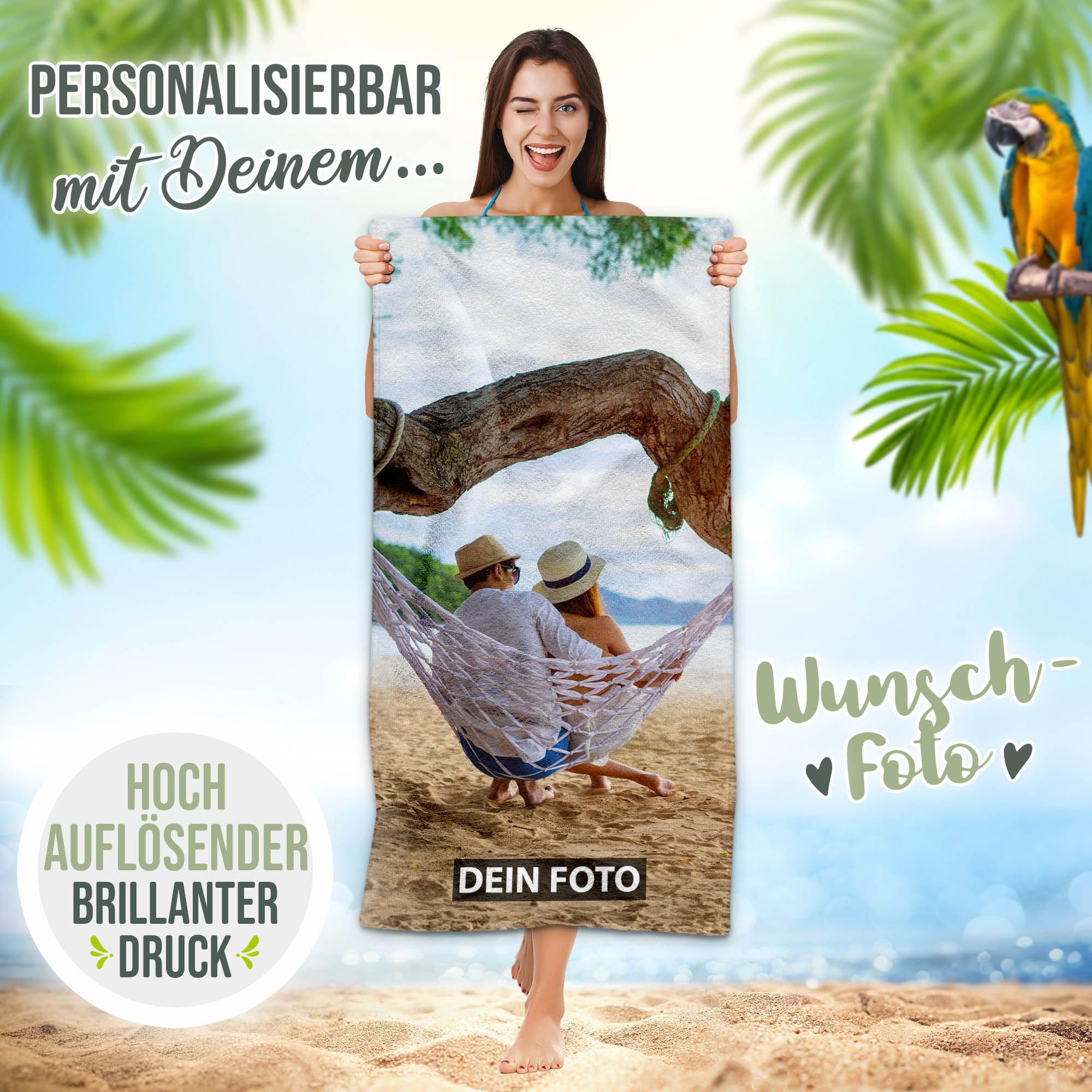 Print Royal PR Badetuch personalisiert mit Foto - Personalisiertes Handtuch Bedrucken Hochformat - Individuelle Geschenke für Freunde und Familie zum Geburtstag, Weihnachten | 140 x 70 cm