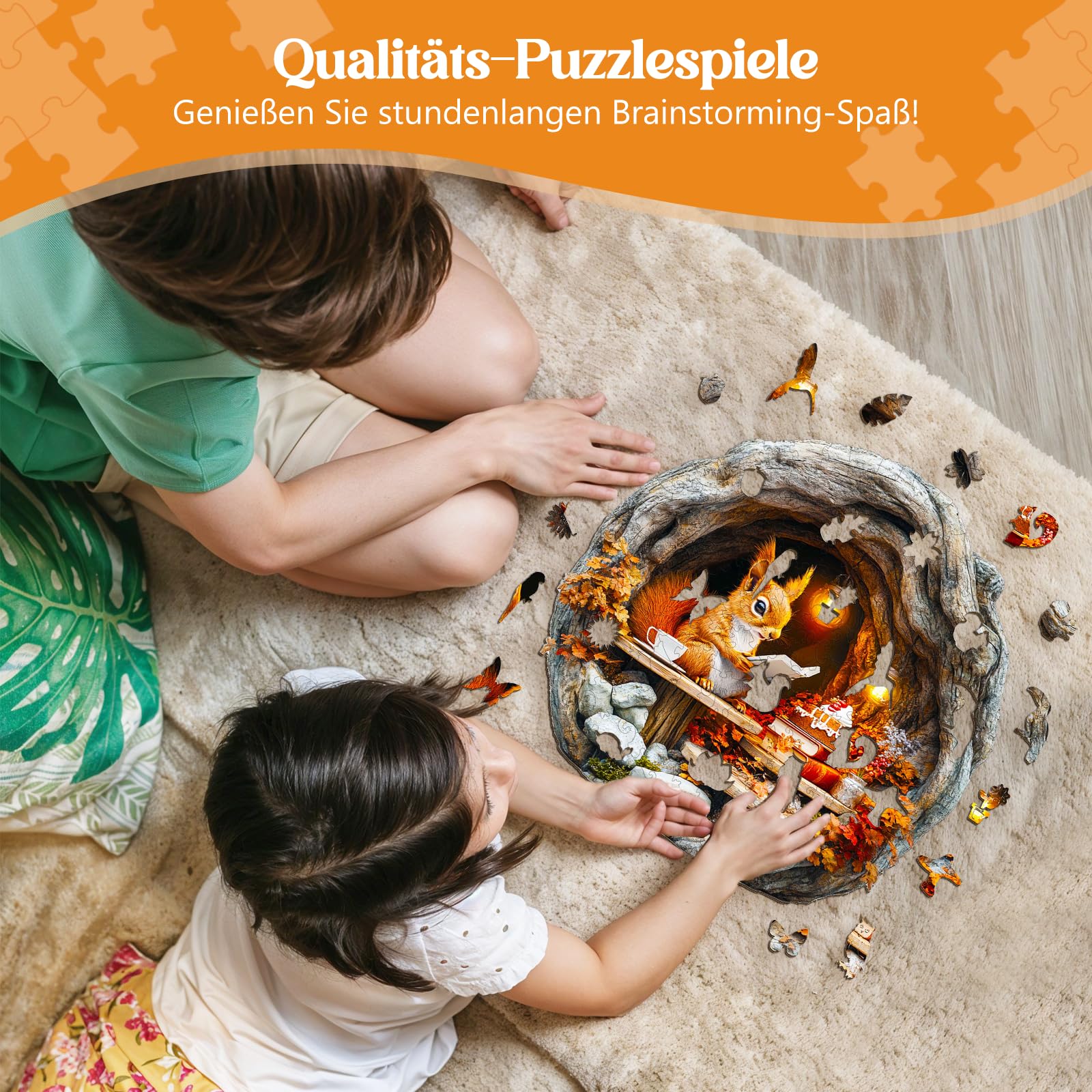 Drewniane puzzle dla dorosłych i dzieci, 3D Burrow Squirrel, okrągłe, jedyne w swoim rodzaju puzzle, drewniane puzzle, dla dorosłych, z drewnianym pudełkiem na prezent (L-300 sztuk)