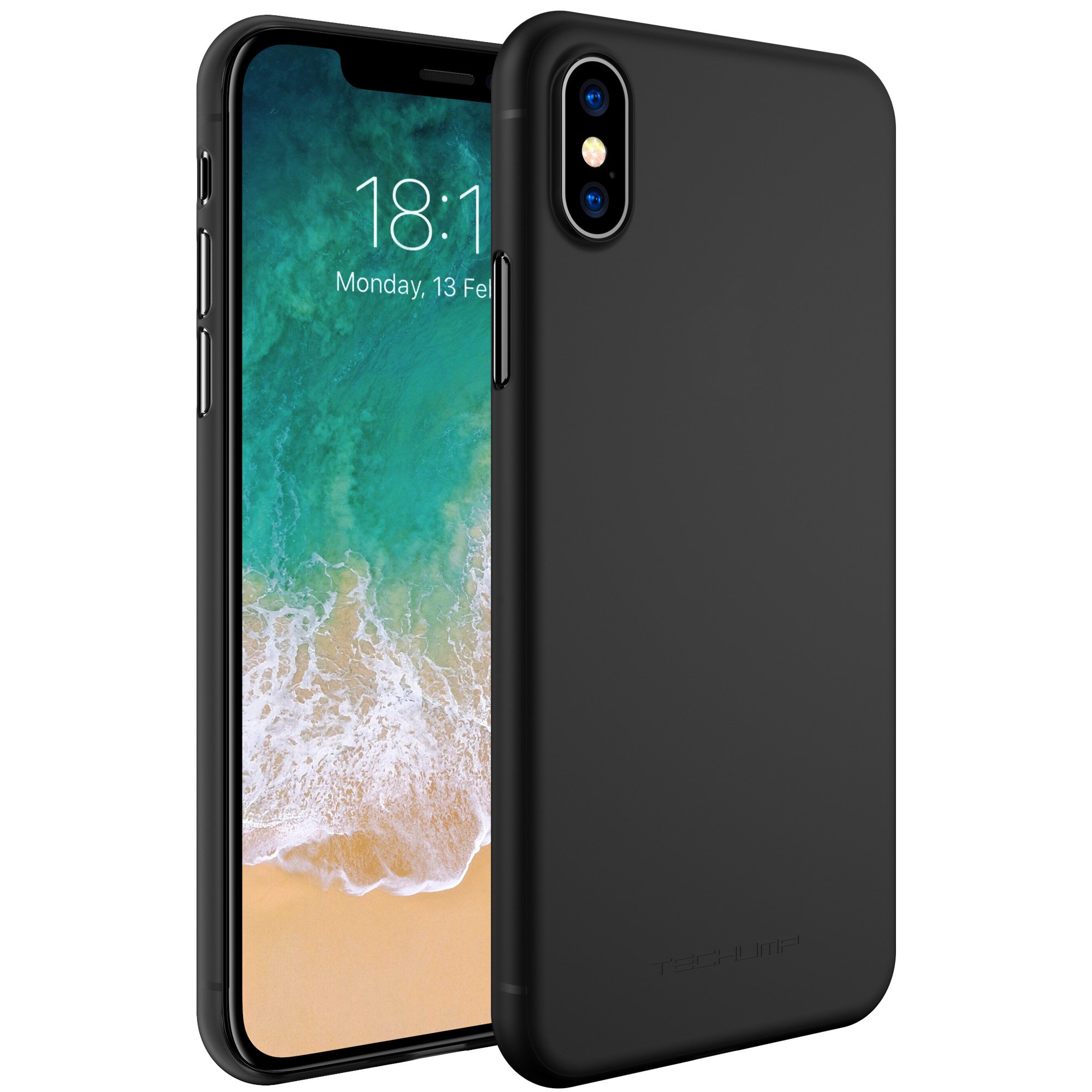 Techump Frost Fit Extremely-Thin Polycarbonate Plastic Case with Matte Finish for iPhone X - Smoke Black