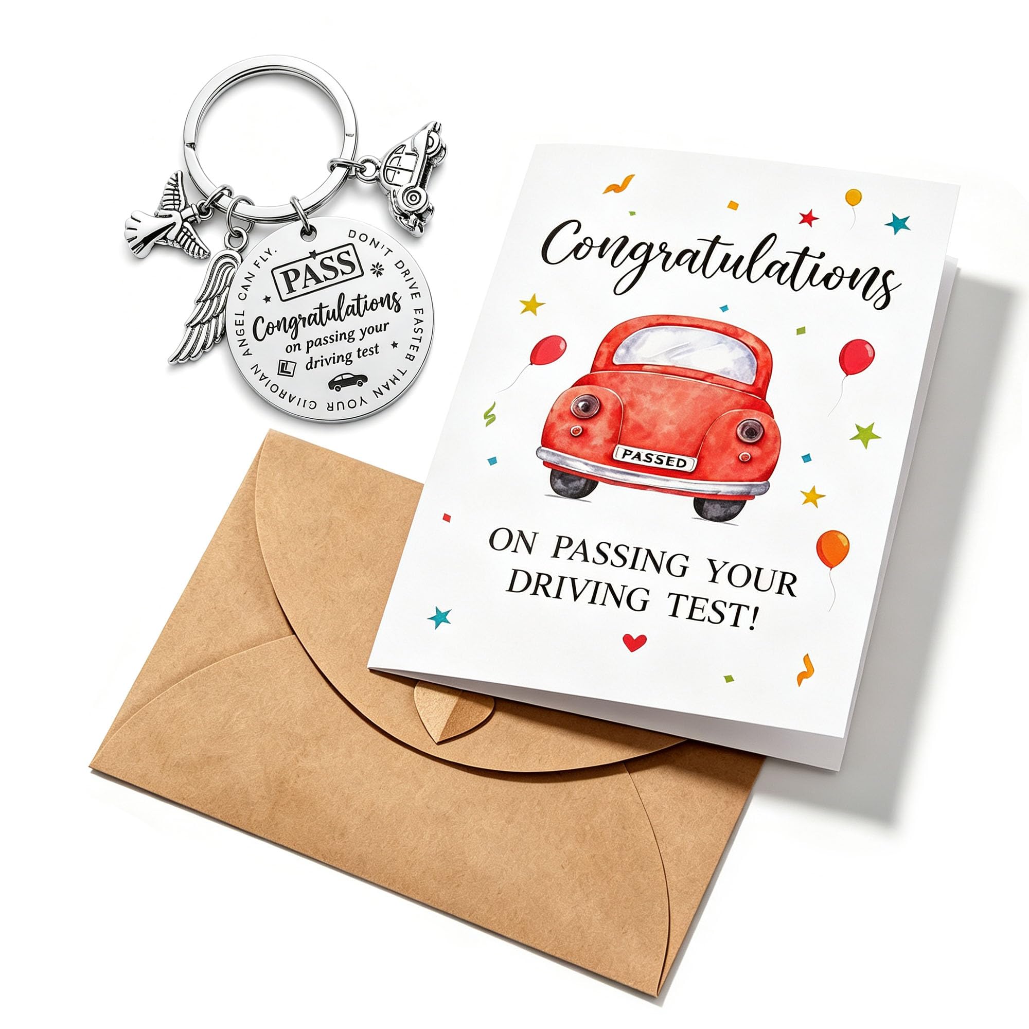 Passed Driving Test Gifts with Keyring, Congratulations Card, Envelope