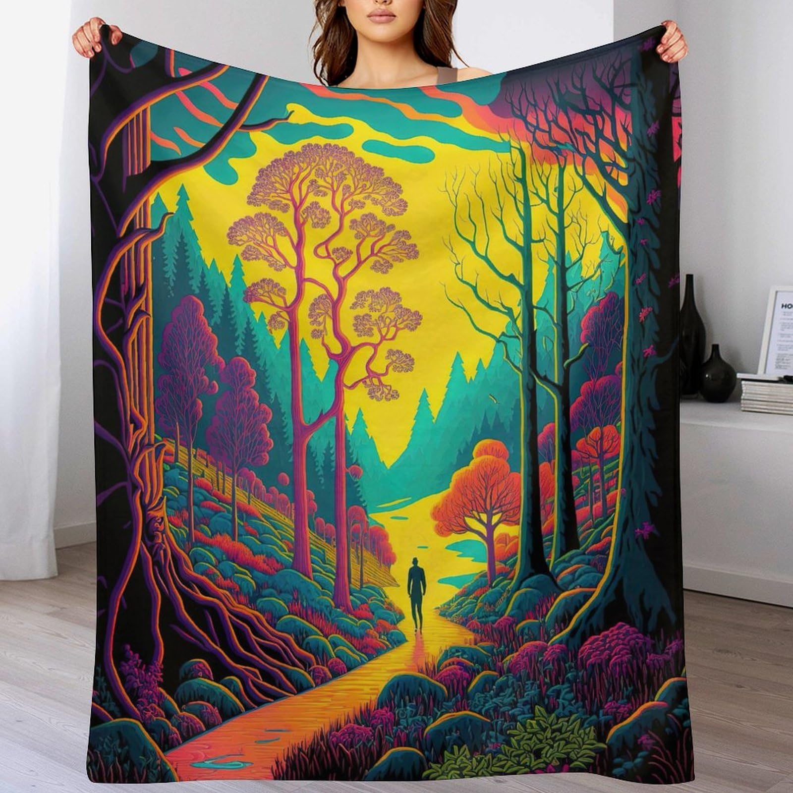 Plaid paysage néon couverture flanelle contre le froid 150x200
