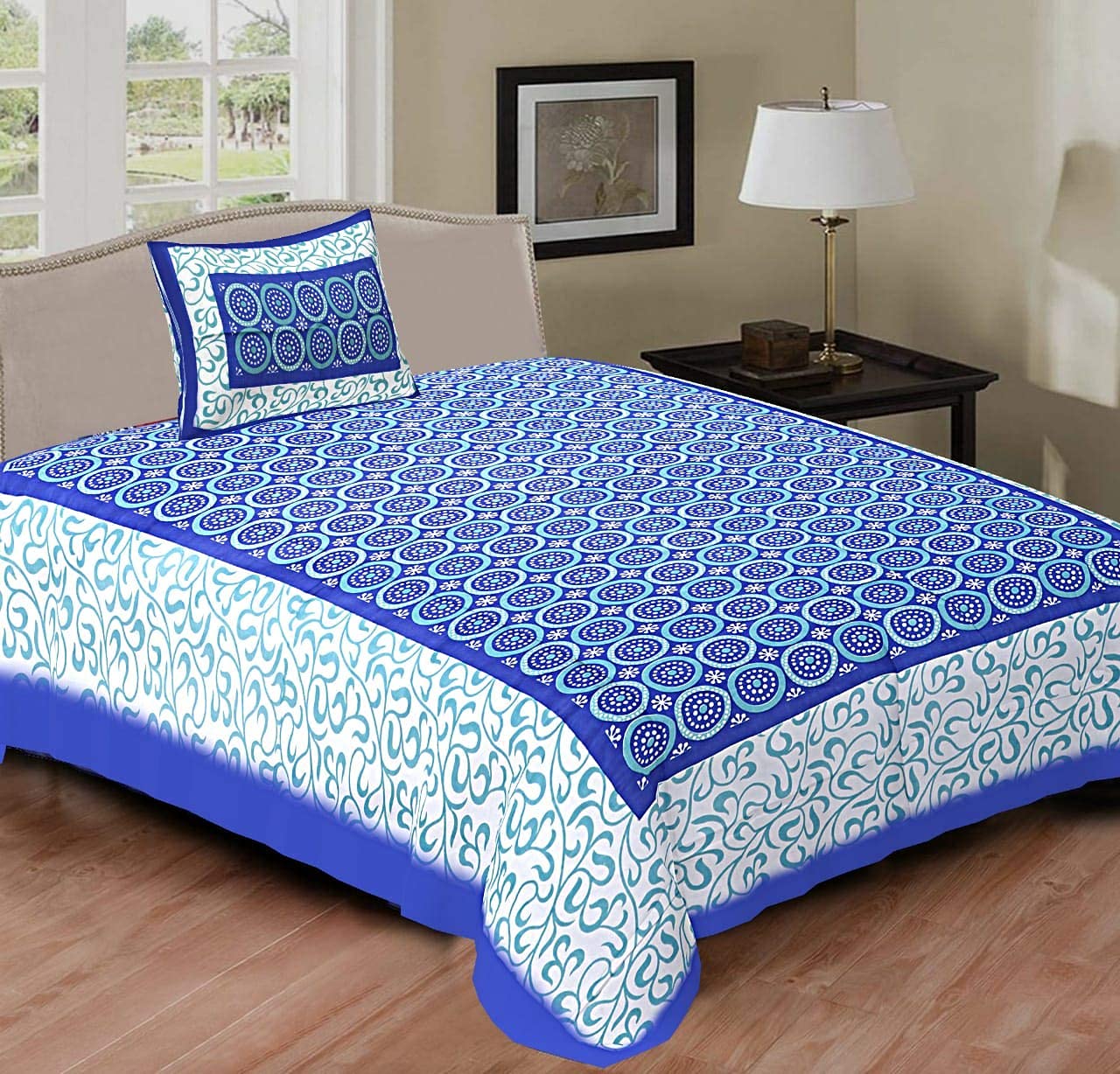 KK FAB & FASHION100% Cotton 144TC Single Bedsheet(Size-60 X 90) with 1 Pillow Cover(Size-18 X 28) (KKF-58)