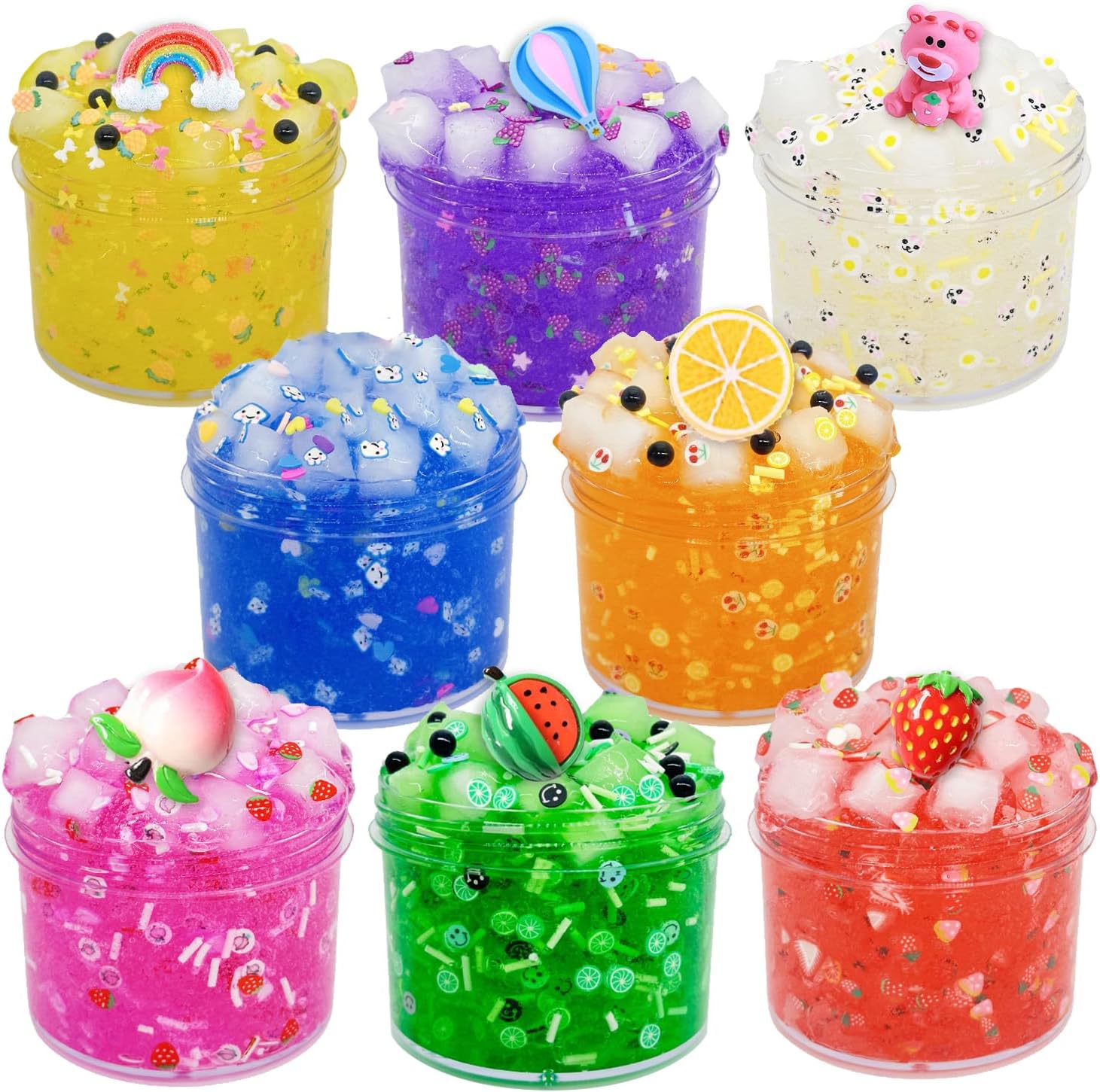 UIVIEHIR Jelly Cube Clear Slime Kit 8 Pack for Kids, Crunchy Slime, Stress Relief Toy, Party Favors for Girl Boys 6 7 8 9 10 11 12
