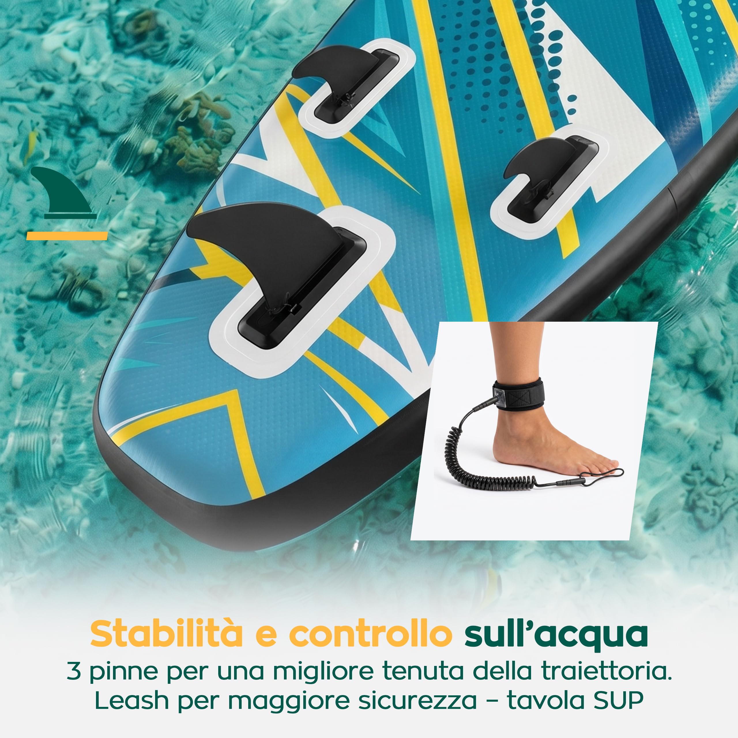 Athler Zander 350 SUP Gonfiabile fino a 180 kg – Set con Sedile Kayak