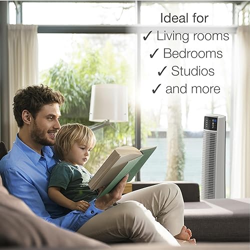 Miniatura 5 de Lasko Ventilador de torre oscilante, control remoto, temporizador, 4 velocidades silenciosas, para dormitorio, oficina en casa y cocina, 38