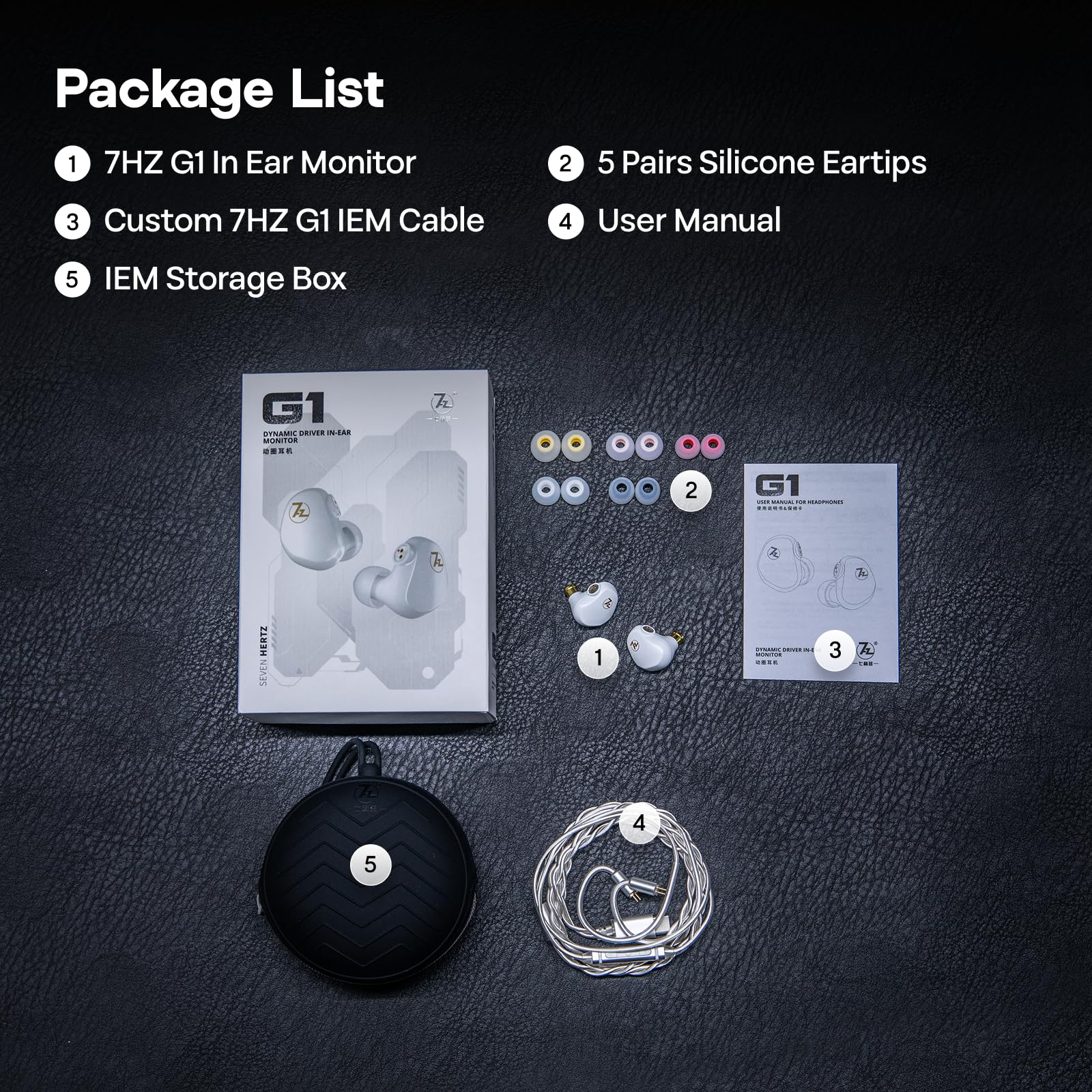Linsoul 7HZ G1 In-Ear Monitor,Cuffie IEM con Diaframma Dinamico DLC da 10 mm,Auricolari da Gaming con Cavo Placcato Argento OFC Staccabile per Musicisti Audiofili(TypeC Con Mic,Bianco)