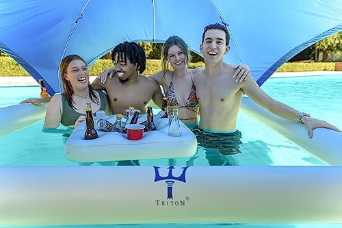 Miniatura 3 de AquaCabana Flotador de piscina con dosel, el único del mundo para todo el día/todo el camino inflable para piscinas, playas, lagos y ríos,