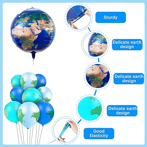 Miniatura 3 de 48 globos de globo, 8 piezas de 22 pulgadas y 40 globos de látex de mapa del mundo de 12 pulgadas para decoraciones del día de la Tierra,